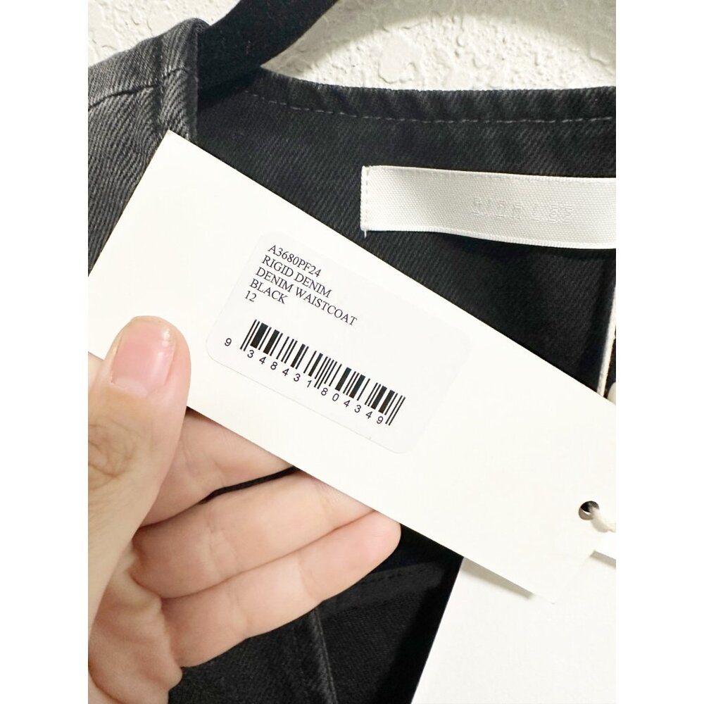 Dion Lee Rigid Denim Waistcoat Vest Sleeveless V Neck Button Front Black Size 12 - Picture 4 of 6